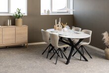 Sideboard >Linley< mit 3 Türen, in Eiche weiss , MDF - 135,4x80x40cm (BxHxT)
