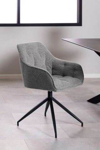 Armlehnstuhl >Brooke< mit Drehfunktion, in Grau, Stoff - 57x82x54,5cm (BxHxT)