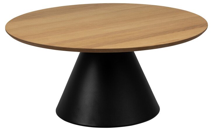 Couchtisch >Soli< "rund" in Eiche furniert / schwarz - 40x85cm (HxD)