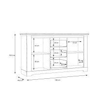 Sideboard >ILOPPA< mit 3 Schubladen und 2 Türen, in Schnee / Nelson Eiche Dekor - 160x92,5x44,3cm (BxHxT)