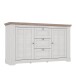 Sideboard >ILOPPA< mit 3 Schubladen und 2 Türen, in Schnee / Nelson Eiche Dekor - 160x92,5x44,3cm (BxHxT)
