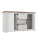 Sideboard >ILOPPA< mit 3 Schubladen und 2 Türen, in Schnee / Nelson Eiche Dekor - 160x92,5x44,3cm (BxHxT)