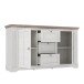 Sideboard >ILOPPA< mit 3 Schubladen und 2 Türen, in Schnee / Nelson Eiche Dekor - 160x92,5x44,3cm (BxHxT)