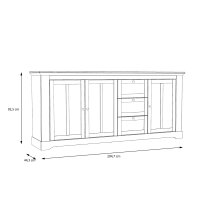 Sideboard >ILOPPA< mit 3 Türen und 3 Schubladen, in Nelson / Schnee Eiche Dekor - 204,7x92,5x44,3cm (BxHxT)