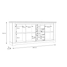 Sideboard >ILOPPA< mit 3 Türen und 3 Schubladen, in Nelson / Schnee Eiche Dekor - 204,7x92,5x44,3cm (BxHxT)