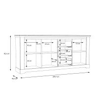 Sideboard >ILOPPA< mit 3 Türen und 3 Schubladen, in Nelson / Schnee Eiche Dekor - 204,7x92,5x44,3cm (BxHxT)