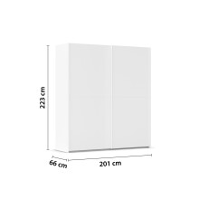 Schwebetürenschrank >Fifty< mit 2 Böden und 2 Kleiderstangen, in alpinweiß - 201x223x66cm (BxHxT)