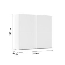 Schwebetürenschrank >Fifty< mit 3 Böden und 3 Kleiderstangen, in alpinweiß - 251x223x66cm (BxHxT)