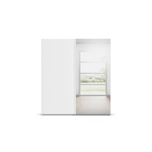 Schwebetürenschrank >Fifty< mit Spiegel, inkl. 2 Böden / 2 Kleidersatngen, in alpinweiß - 201x223x66cm (BxHxT)