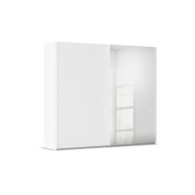 Schwebetürenschrank >Fifty< mit Spiegel, 3 Böden / 3 Kleiderstangen, in alpinweiß - 251x223x66cm (BxHxT)