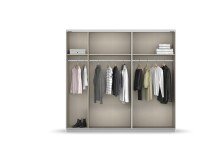 Schwebetürenschrank >Fifty< mit Spiegel, 3 Böden / 3 Kleiderstangen, in alpinweiß - 251x223x66cm (BxHxT)