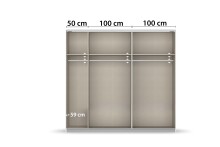 Schwebetürenschrank >Fifty< mit Spiegel, 3 Böden / 3 Kleiderstangen, in alpinweiß - 251x223x66cm (BxHxT)