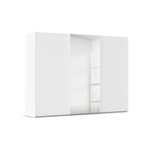 Schwebetürenschrank >Fifty< mit Spiegel, 3 Böden / 3 Kleiderstangen, in alpinweiß - 301x223x66cm (BxHxT)