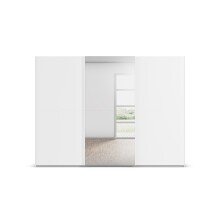 Schwebetürenschrank >Fifty< mit Spiegel, 3 Böden / 3 Kleiderstangen, in alpinweiß - 301x223x66cm (BxHxT)