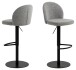 Barhocker >Patricia< drehbar mit Höhenverstellung, in Stoff-Grau, Metallgestell schwarz - 44x109x50cm (BxHxT)