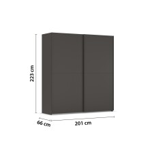 Schwebetürenschrank >Fifty< mit 2 Böden und 2 Kleiderstangen, in graphit - 201x223x66cm (BxHxT)
