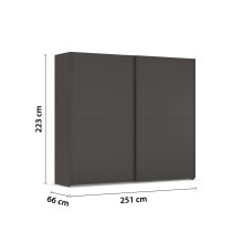 Schwebetürenschrank >Fifty< mit 3 Böden und 3 Kleiderstangen, in graphit - 251x223x66cm (BxHxT)