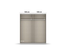 Schwebetürenschrank >Fifty< mit Spiegel, 2 Böden / 2 Kleiderstangen, in graphit - 201x223x66cm (BxHxT)