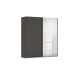 Schwebetürenschrank >Fifty< mit Spiegel, 2 Böden / 2 Kleiderstangen, in graphit - 201x223x66cm (BxHxT)