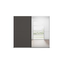 Schwebetürenschrank >Fifty< mit Spiegel, 3 Böden / 3 Kleiderstangen, in graphit - 251x223x66cm (BxHxT)