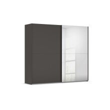 Schwebetürenschrank >Fifty< mit Spiegel, 3 Böden / 3 Kleiderstangen, in graphit - 251x223x66cm (BxHxT)