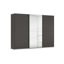 Schwebetürenschrank >Fifty< mit Spiegel, 3 Böden / 3 Kleiderstangen, in graphit - 301x223x66cm (BxHxT)