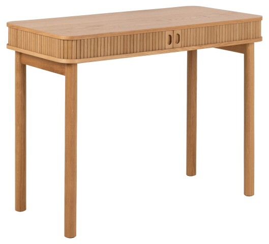 Schreibtisch >Langley< mit Lamellenfront in Eiche furniert, MDF - 100x75x50cm (BxHxT)