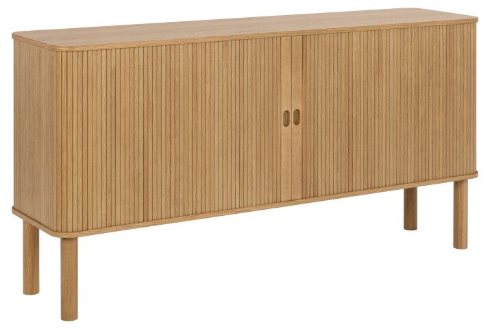 Anrichte >Langley< mit Lamellenfront in Eiche furniert, MDF - 160x80x40cm (BxHxT)