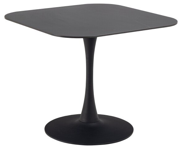 Säulen-Esstisch >Malta< in schwarz, Keramik, Stahl - 90x75x90cm (BxHxT)