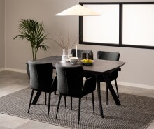 Kulissen-Esstisch >Blackburn< (ausziehbar auf 240cm) in Glas-Keramik / schwarz - 160(240cm)x75x97 (BxHxT)