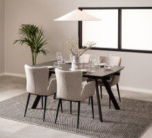 Kulissen-Esstisch >Blackburn< (ausziehbar auf 240cm) in Glas-Keramik / schwarz - 160(240cm)x75x97 (BxHxT)