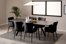 Kulissen-Esstisch >Blackburn< (ausziehbar auf 240cm) in Glas-Keramik / schwarz - 160(240cm)x75x97 (BxHxT)
