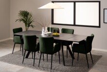 Kulissen-Esstisch >Blackburn< (ausziehbar auf 240cm) in Glas-Keramik / schwarz - 160(240cm)x75x97 (BxHxT)