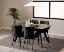 Kulissen-Esstisch >Blackburn< (ausziehbar auf 240cm) in Glas-Keramik / schwarz - 160(240cm)x75x97 (BxHxT)