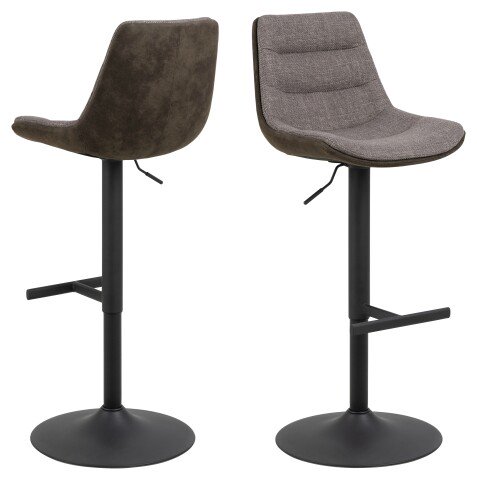 Barhocker >Adisa< (2er-Set) in graubraun, Polyester, Stahl - 47x95x52,5 (BxHxT)