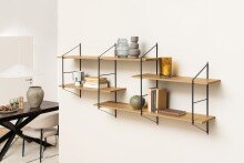Hängeregal >Belfast< in Wildeiche, MDF, Stahl - 191x79x25,5cm (BxHxT)