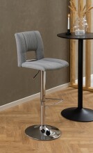 Barhocker >Sylvia< (2er-Set) in Grau, Polyester, Stahl - 41,5x115x52cm (BxHxT)