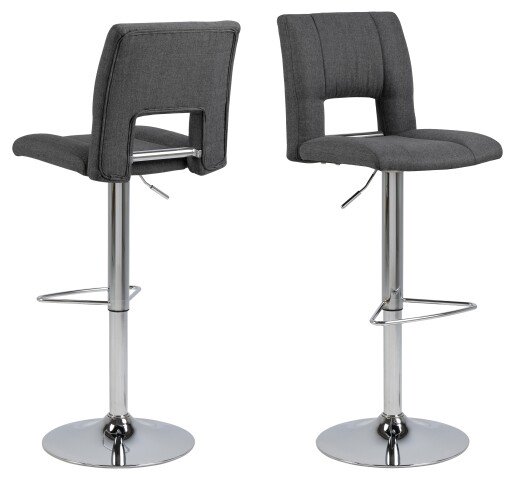 Barhocker >Sylvia< (2er-Set) in Grau, Polyester, Stahl - 41,5x115x52cm (BxHxT)