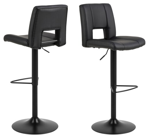 Barhocker >Sylvia< (2er-Set) in schwarz - 41,5x115x52 (BxHxT)