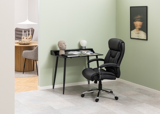 Schreibtischstuhl >Benson< in schwarz, Polyurethan, Stahl - 64,5x120x83 (BxHxT)