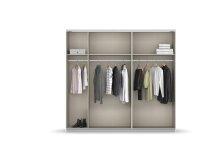 Schwebetürenschrank >Fifty< mit Spiegel, 3 Böden / 3 Kleiderstangen, in Eiche Artisan Dekor - 251x223x66 (BxHxT)