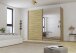 Schwebetürenschrank >Fifty< mit Spiegel, 3 Böden / 3 Kleiderstangen, in Eiche Artisan Dekor - 251x223x66 (BxHxT)