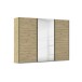 Schwebetürenschrank >Fifty< mit Spiegel, 3 Böden / 3 Kleiderstangen, in Eiche Artisan Dekor - 301x223x66 (BxHxT)