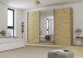Schwebetürenschrank >Fifty< mit Spiegel, 3 Böden / 3 Kleiderstangen, in Eiche Artisan Dekor - 301x223x66 (BxHxT)