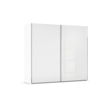 Schwebetürenschrank >Fifty< mit 3 Böden / 3 Kleiderstangen, in alpinweiß / Hochglanz weiß - 251x223x66 cm (B/H/T)