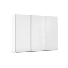 Schwebetürenschrank >Fifty< 3 Böden / 3 Kleiderstangen, in alpinweiß / Hochglanz weiß - 301x223x66cm (B/H/T)
