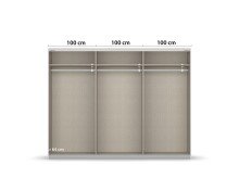 Schwebetürenschrank >Fifty< 3 Böden / 3 Kleiderstangen, in alpinweiß / Hochglanz weiß - 301x223x66cm (B/H/T)