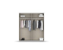 Schwebetürenschrank >Fifty< 2 Böden / 2 Kleiderstangen, in graphit / Hochglanz weiß - 201x223x66cm (B/H/T)