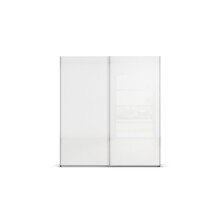 Schwebetürenschrank >Fifty< 2 Böden / 2 Kleiderstangen, in graphit / Hochglanz weiß - 201x223x66cm (B/H/T)