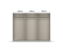 Schwebetürenschrank >Fifty< 3 Böden / 3 Kleiderstangen, in graphit / Hochglanz weiß - 301x223x66cm (B/H/T)